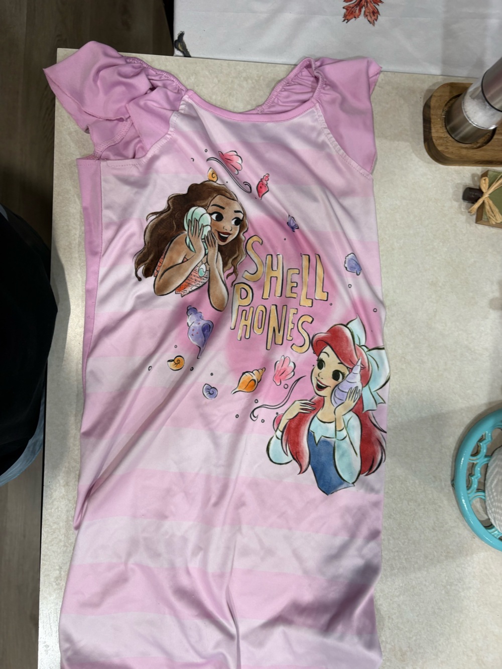 Disney Pink Shell Phones Girls' Nightgown with Ariel & Friend
